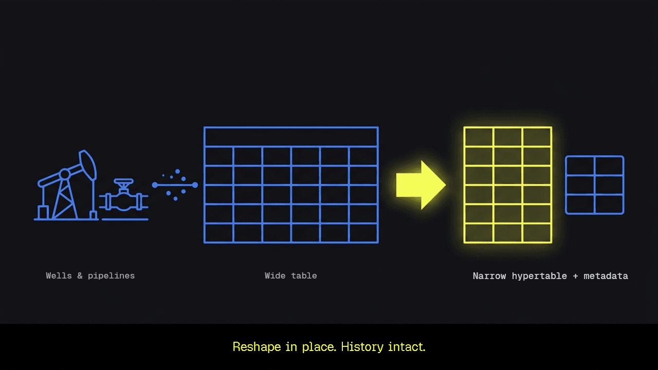 Normalizing a Wide Well and Pipeline Telemetry Table Without Re-Ingesting History