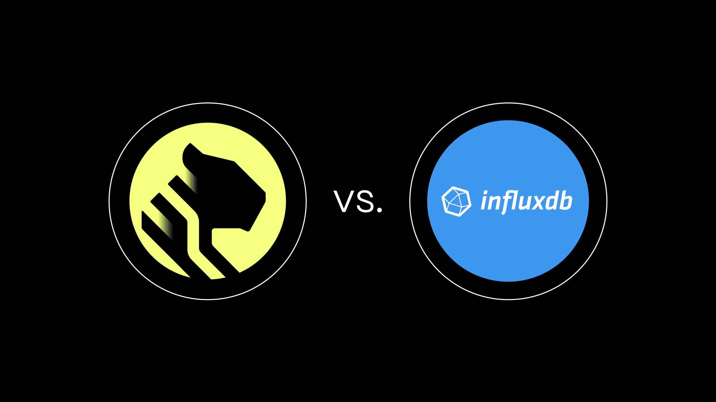 TimescaleDB vs. InfluxDB: Purpose Built Differently for Time-Series Data (the companies' logos over a black background)