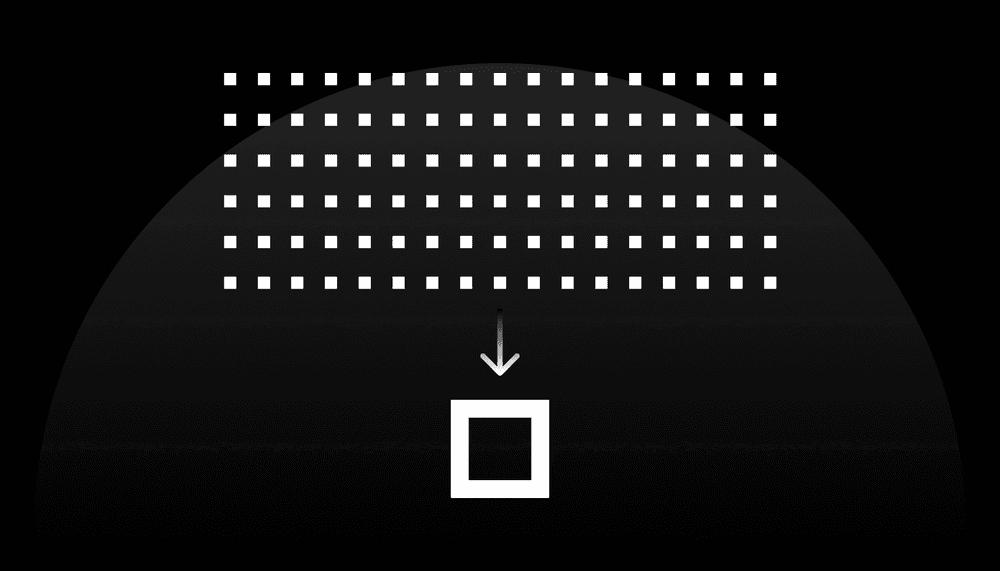 Scaling PostgreSQL to Petabyte Scale: many white squares (data) into a single bigger square (Timescale Cloud service)