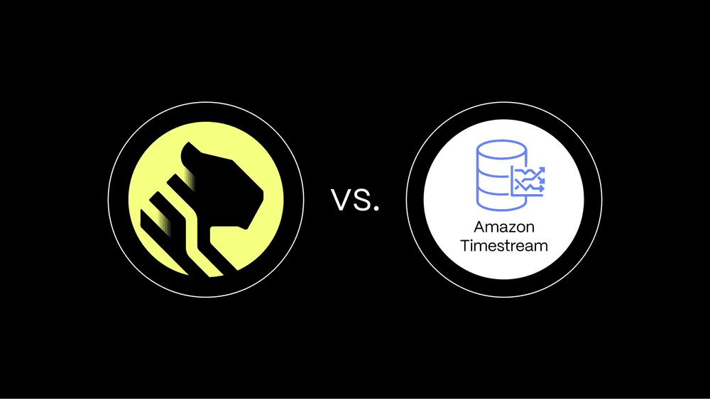 The Timescale vs Amazon Timestream logos over a black background