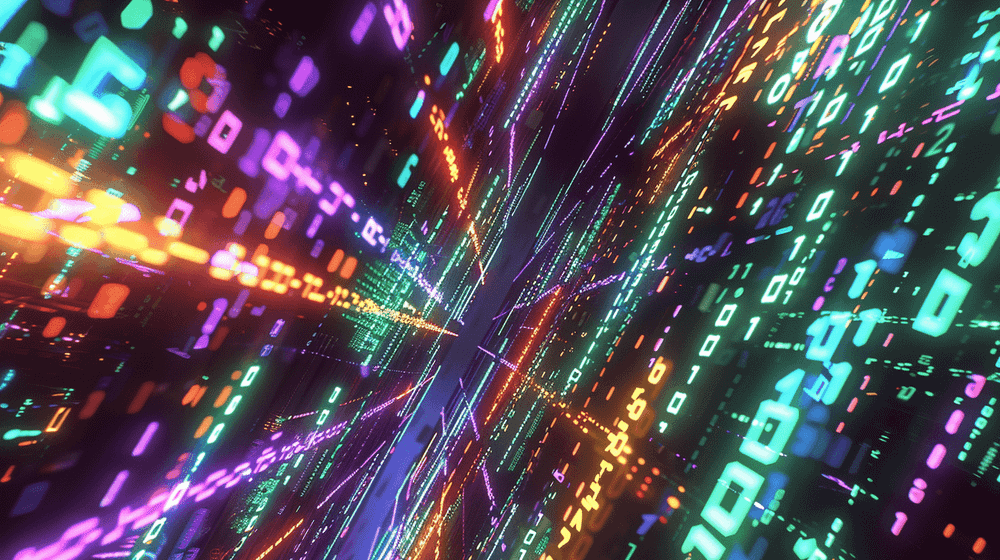 Strings of data (zeros and ones) over a dark blue background (How to Choose a Vector Database)