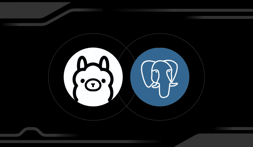 The Ollama and PostgreSQL logos side by side over a black background. Learn how to use open-source LLMs in PostgreSQL