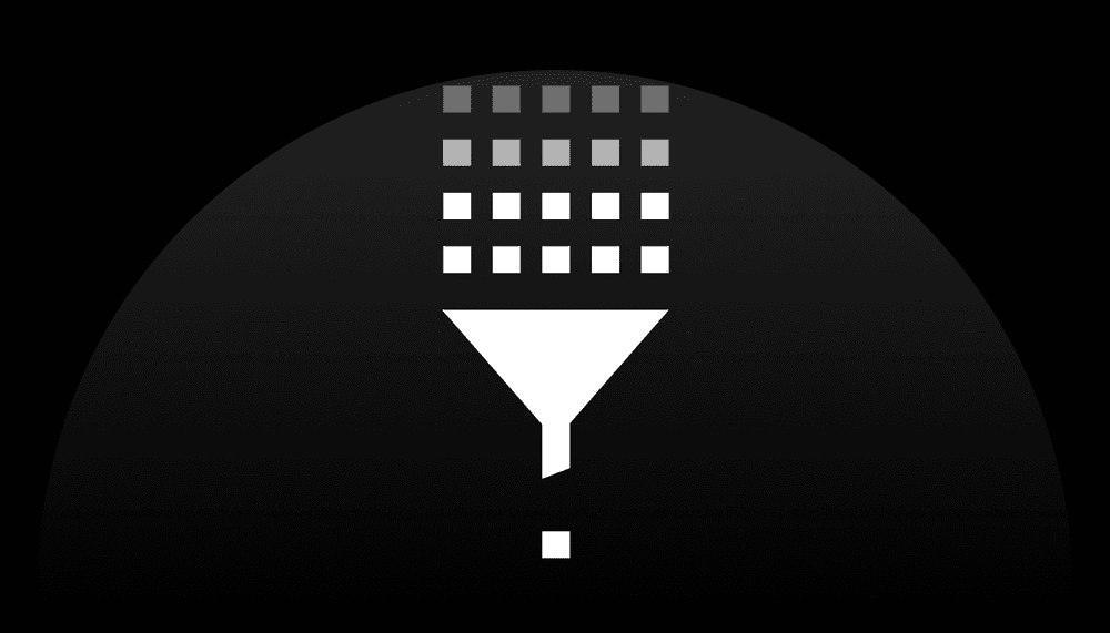 White data squares going through a funnel: tuple filtering enables handling compressed data as if it were uncompressed
