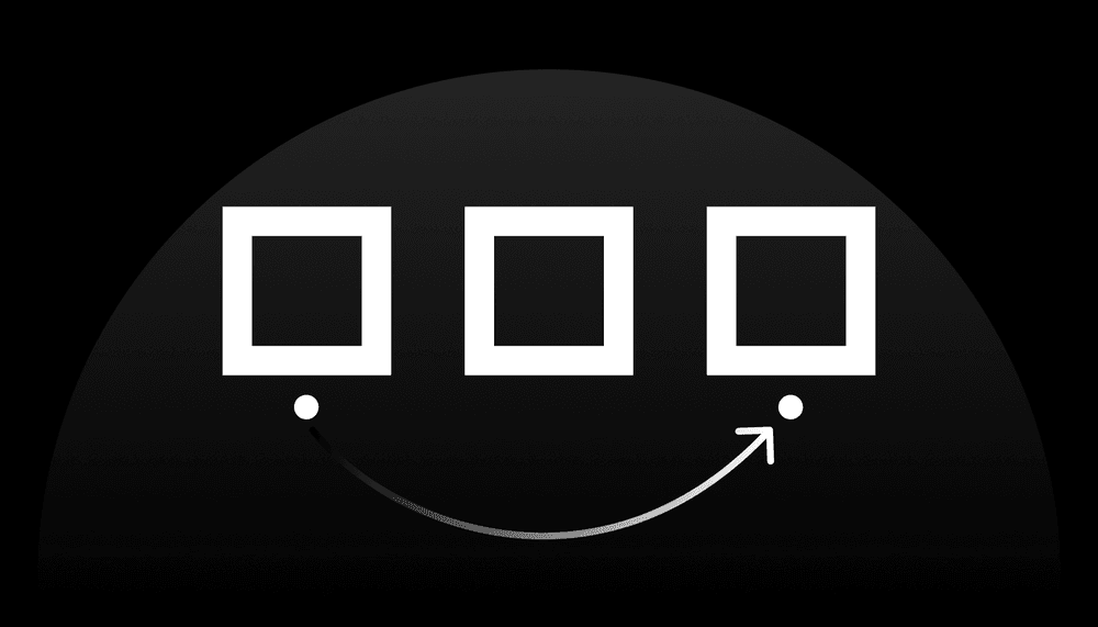 Boosting Postgres Perfomance: three white squares over a black background, with an arrow pointing from the first to the last.