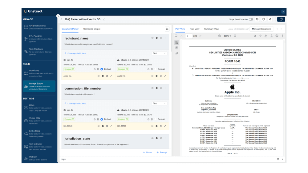 The Unstract Platform: Scaling Document Data Extraction With LLMs & Vector Databases