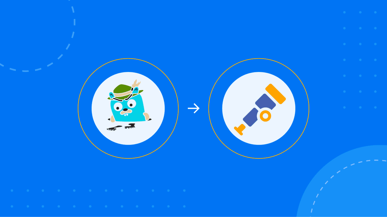 The Jaeger and OpenTelemetry logos over a blog background with an arrow pointing from one to the other