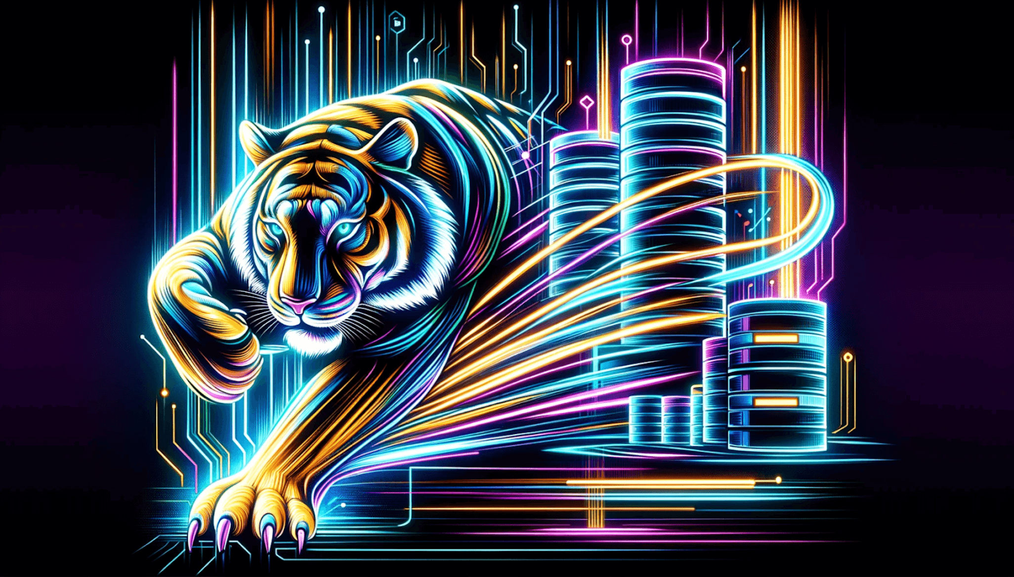 A fierce neon tiger next to compressed disks: Teaching Postgres New Tricks: SIMD Vectorization for Faster Analytical Queries