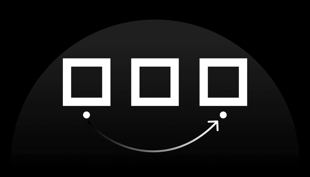 Boosting Postgres Perfomance: three white squares over a black background, with an arrow pointing from the first to the last.